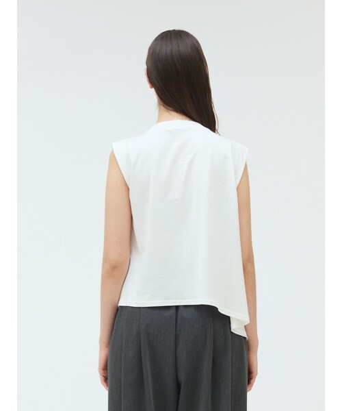 tシャツ mizuiro ind Vネックアシンメトリーノースリーブプルオーバー レディース mizuiroind tシャツ mizuiro ind メッシュミックスワイドプル