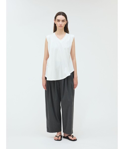 tシャツ mizuiro ind Vネックアシンメトリーノースリーブプルオーバー レディース mizuiroind tシャツ mizuiro ind Vネックアシンメトリー