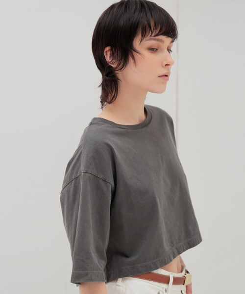 tシャツ pigmaent over dyed midriff Tshirt(ピグメントオーバーダイミドリフ丈Tシャツ) レディース