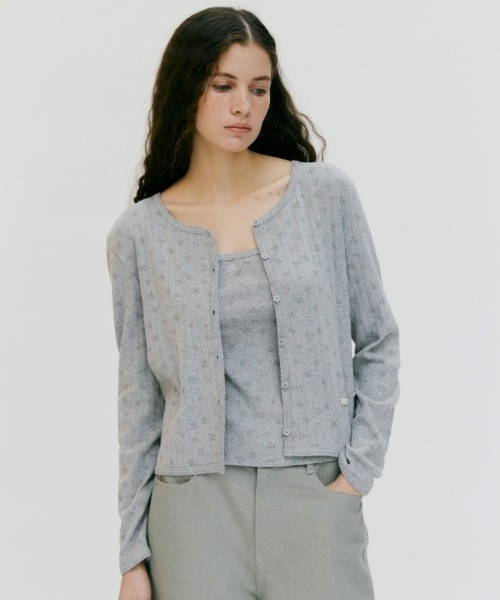 アンサンブル flower eyelet sleeveless cardigan set