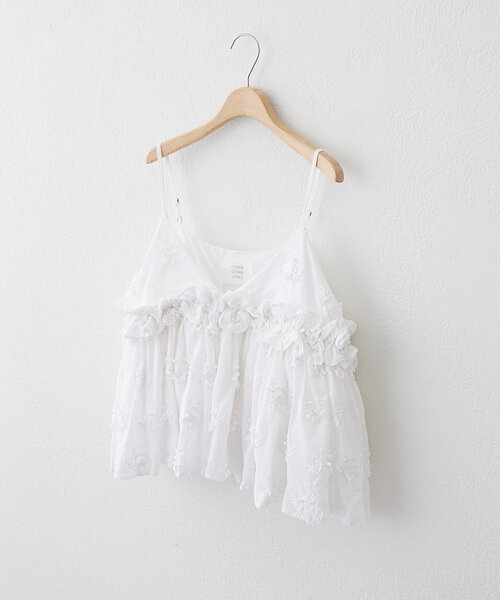 mystic ブラウス シャツ crinkle 3D embroidery camisole