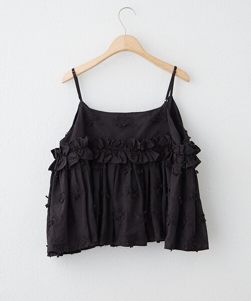 mystic ブラウス シャツ crinkle 3D embroidery camisole