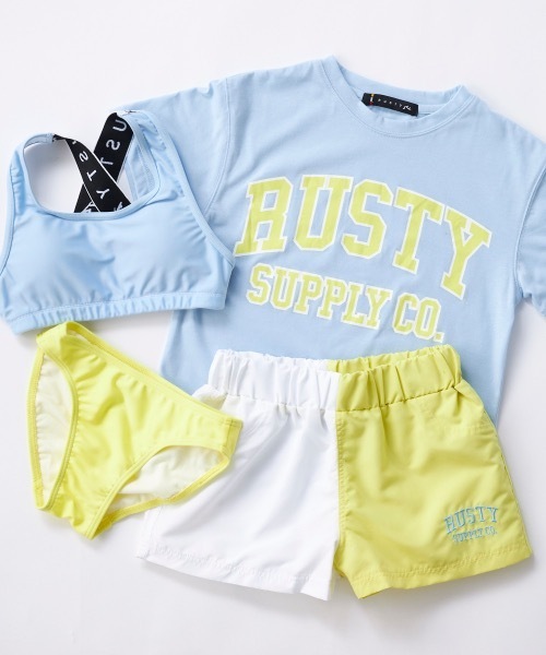 水着 「RUSTY/ラスティー」キッズ水着４点セット キッズ 子供 女の子の画像