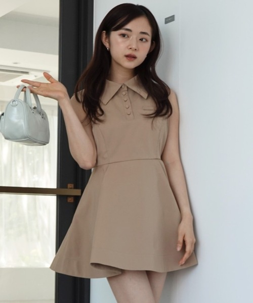 eimy stoire ウエスト切替シャツカラーフレアTOPS eimy istoire tシャツ ウエスト切替シャツカラーフレアTOPS