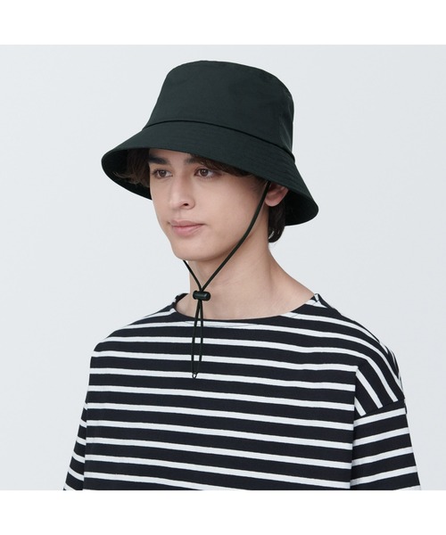 無印良品2点／風を通す 通気性 バケットハット 黒 56.5〜59cm 無印良品 帽子 ハット 風を通す ちいさくまとまる バケット