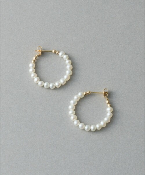【ete】ゴールド パール付きフープピアス パール フープピアス（ピアス（両耳用））｜ete（エテ）の