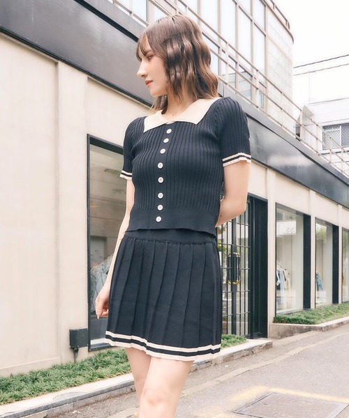 ANAP（アナップ） セットアップ 配色ニット プリーツスカート