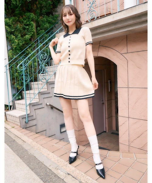 ANAP（アナップ） セットアップ 配色ニット プリーツスカート