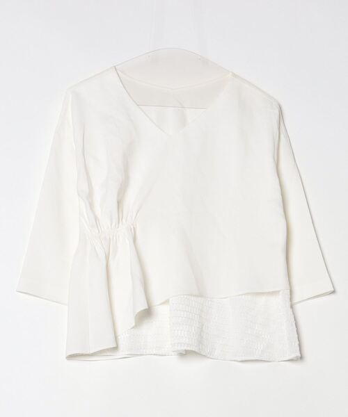 「LOUNGEDRESS」 7分袖ブラウス フリ- ホワイト レディース