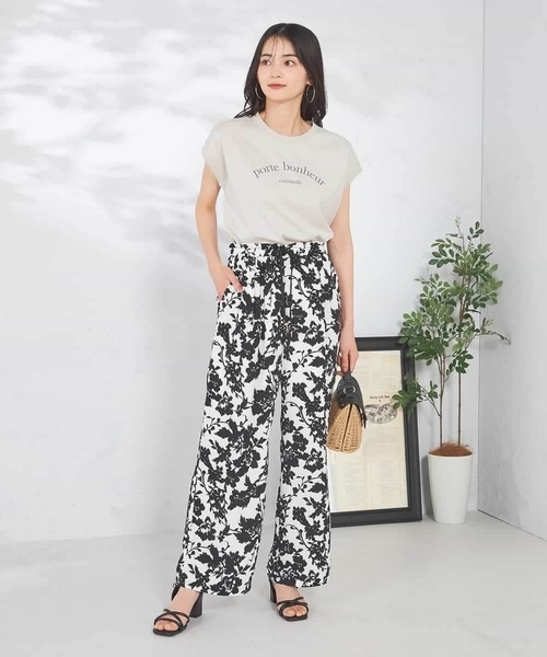 亜以ページです grin リネンシルエットプリント パンツ の通販。 - 毎日を
