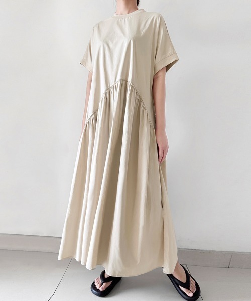高品質☆しっとり柔らかい着心地のいい美ラインシンプルワンピース　Ｌ 楽天市場】ワンピース 全4色 バイカラー Uネック サイドスリット