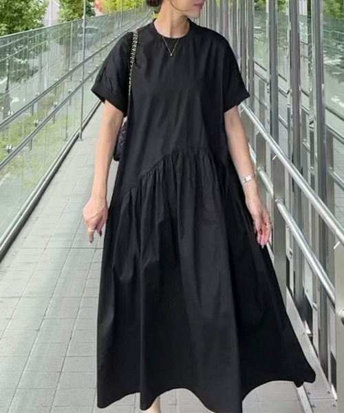 G8764*レディース☆Aライン☆総柄☆デザイン☆ロング☆ワンピース☆黒グレー G8764*レディース☆Aライン☆総柄☆デザイン☆ロング