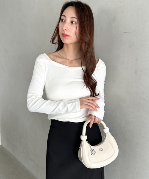tシャツ アンバランスネックデザイントップス レディース : ZOZOTOWN