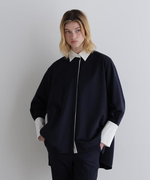 LE PHIL（ル フィル） ブラウス シャツ バイカラーテントブラウス