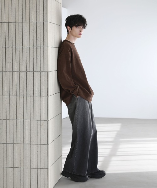 「ETELIO」 加工デニムパンツ L ブルー メンズ
