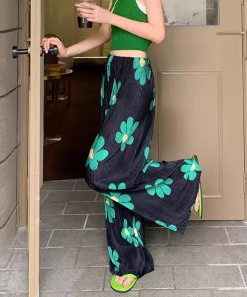 花柄ハイウエストフィットネスパンツ 楽天市場】フィットネス パンツ（柄花・植物）（ボトムス