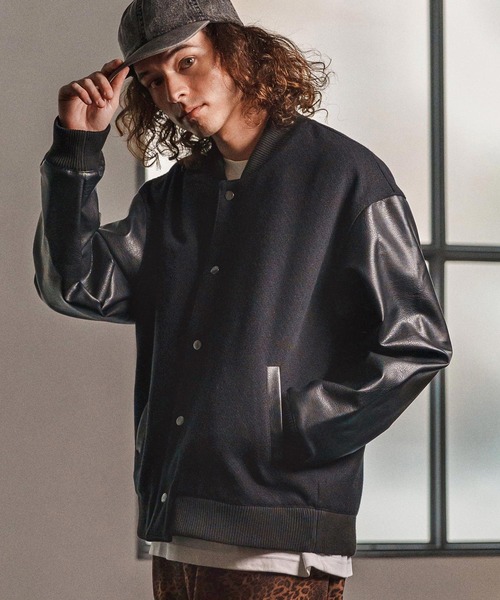 CAMBIO（カンビオ） スタジャン mj10975- PUレザースリーブスタジャン