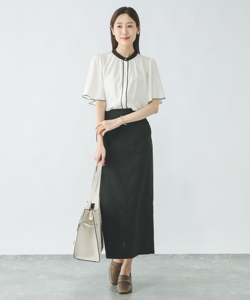 「GLOBAL WORK」 半袖ブラウス LARGE ホワイト レディース_画像2