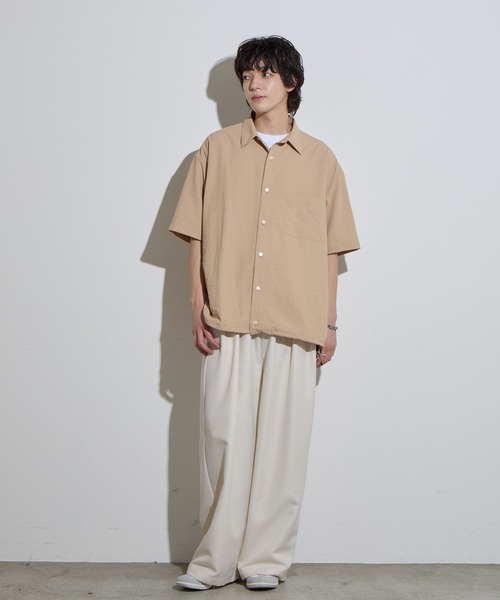 「SLICK」 半袖シャツ 3 ベージュ メンズ_画像4