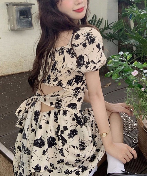 「meJane」 半袖ワンピース M クリーム レディース_画像6