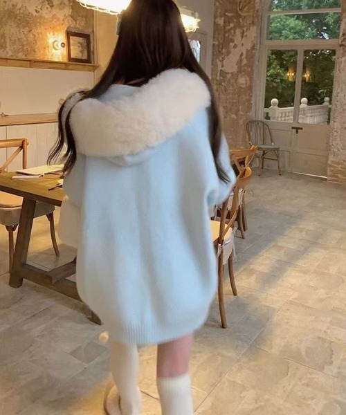 meJane（ミージェーン） パーカー ポケットリボン 2WAYファー フード