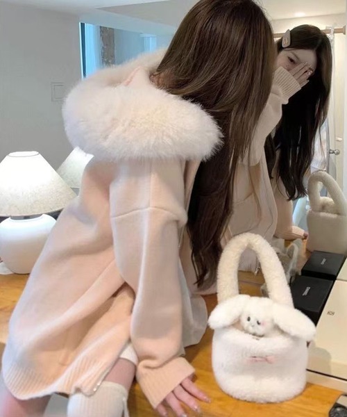 ⭐大きいサイズ美品⭐BURBERRY GOLF ニット パーカー ラクーンファー Darich - ファー付き ニットパーカー ブラウンの通販 by i｜ダーリッチ