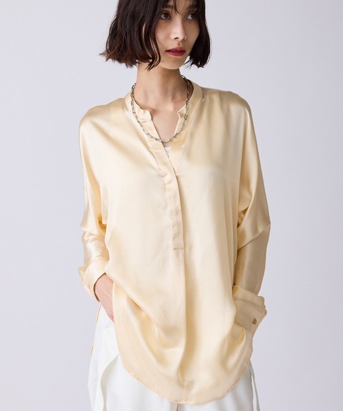 c/est（シーエ） ブラウス シャツ SILK シルクサテン スキッパー 