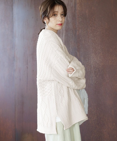roku 新品未使用　ケーブルニット　ホワイト 6（ROKU）(ロク)の「＜6(ROKU)＞LIGHT CABLE KNIT/ニット」 - PARTE