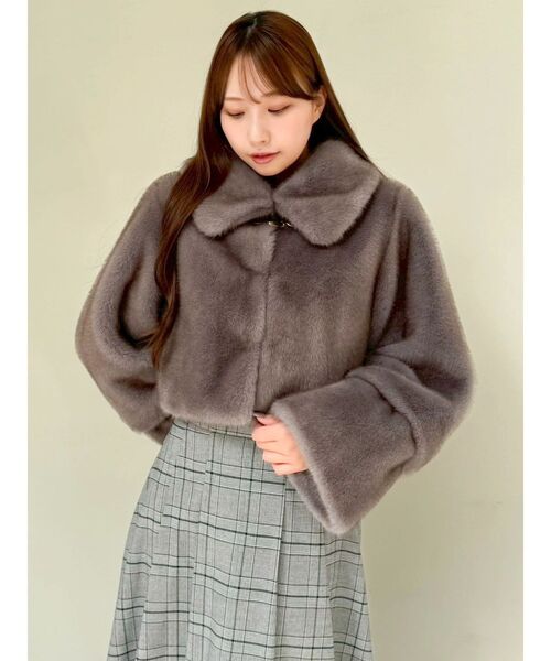 【極美品】dazzlin ビットショートミンクライクファーコート グレー ダズリン dazzlin ビットショートミンクライクファーコート （グレー