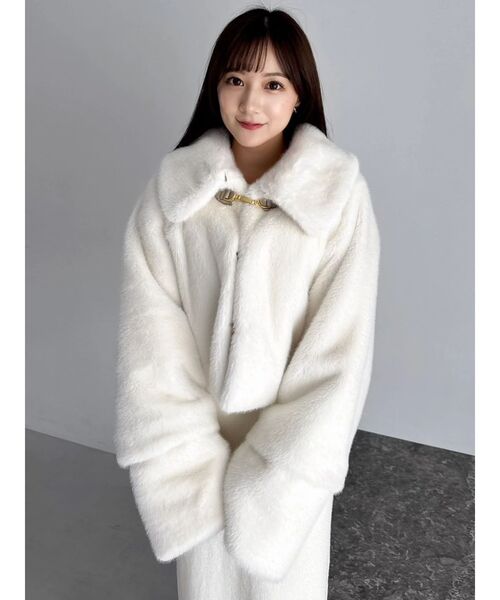 dazzlin ビットショートミンクライクファーコート オフホワイト ダズリン dazzlin ビットショートミンクライクファーコート （オフ