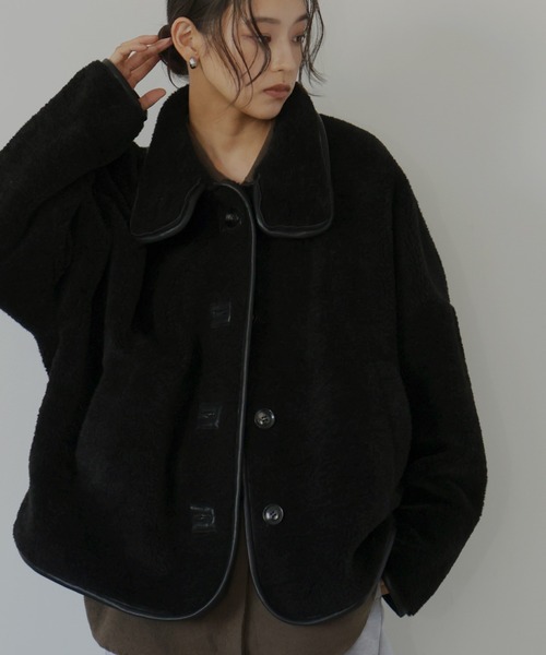 hellam（ヘラム） コート アウター レザーパイピングボアジャケット