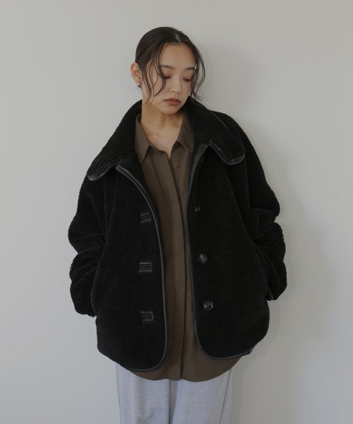 Unpeu Femme ボア襟黒ジャケット Women's ボアブルゾン ブラック | ニューエラオンラインストア