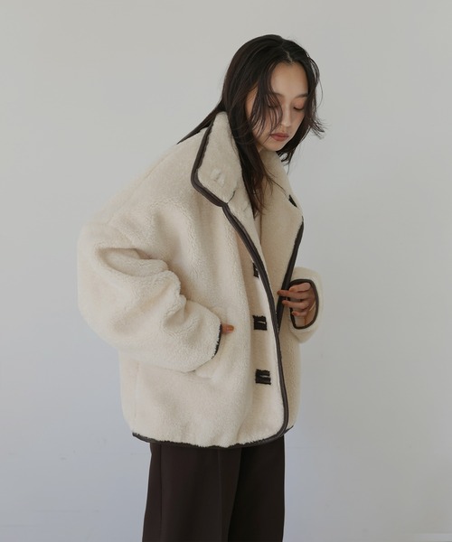 hellam（ヘラム） コート アウター レザーパイピングボアジャケット