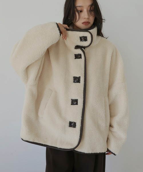 hellam（ヘラム） コート アウター レザーパイピングボアジャケット