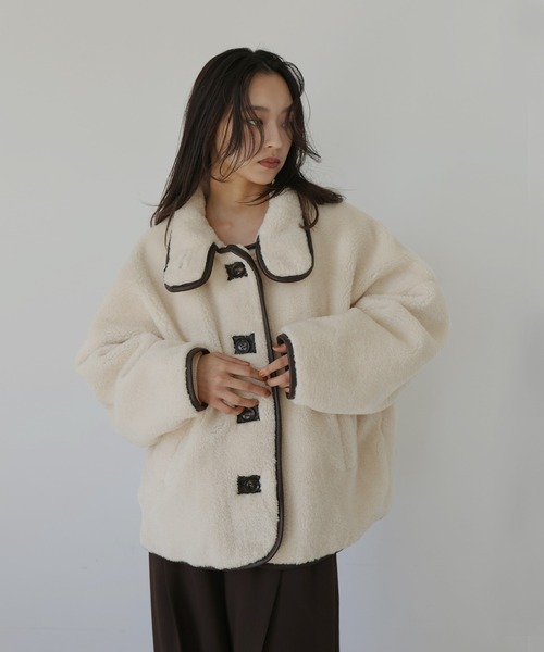 テーラーメイド☆ボアアウター hellam（ヘラム） コート アウター レザーパイピングボアジャケット