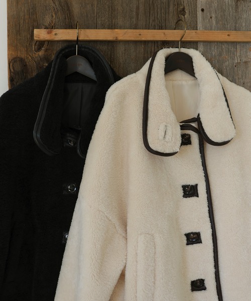 hellam（ヘラム） コート アウター レザーパイピングボアジャケット