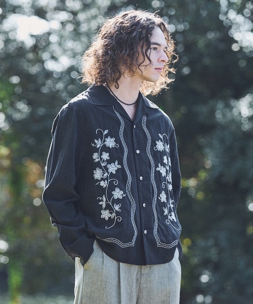 Casper John（キャスパージョン） シャツ Flower embroidery shirts