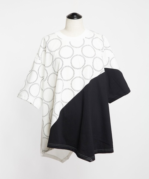 「gomme」 半袖Tシャツ MEDIUM ブラック×ホワイト レディース_画像3