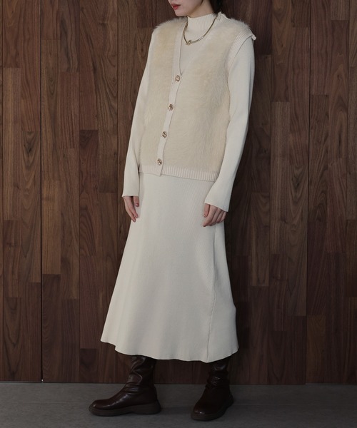 J by blue（ジェイバイブルー） ワンピース シャギーベスト＆ニット