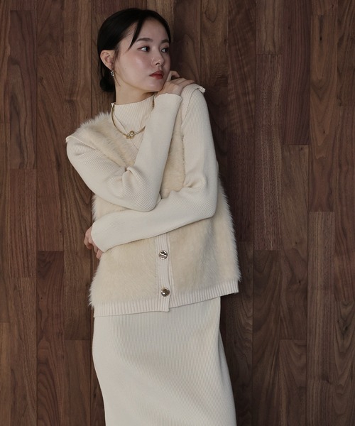 J by blue（ジェイバイブルー） ワンピース シャギーベスト＆ニット