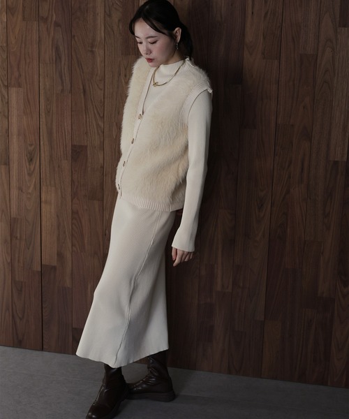 J by blue（ジェイバイブルー） ワンピース シャギーベスト＆ニット