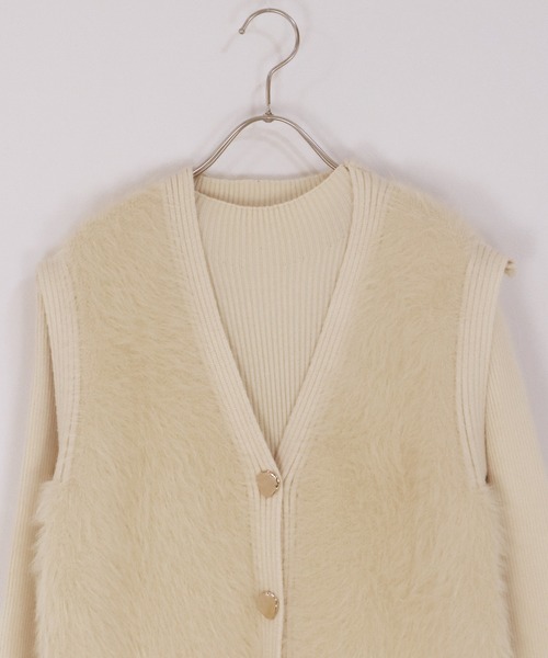 J by blue（ジェイバイブルー） ワンピース シャギーベスト＆ニット