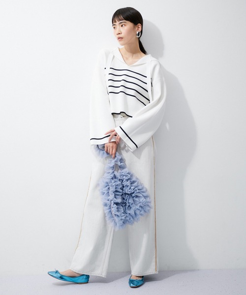 「ADAM ET ROPE'」 バレエシューズ 23.5cm シルバー レディース_画像3