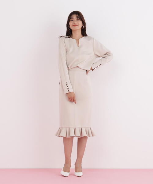 【美品】PINKY & DIANNE 　ベルト付きサイドラッフルスカート 38 美品】PINKY & DIANNE ベルト付きサイドラッフルスカート 38