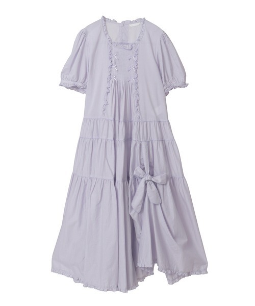 PINK HOUSE 小花柄ロングワンピース （5段フリル　サテンリボン付き） PINK HOUSE 小花柄ロングワンピース （5段フリル サテンリボン付き