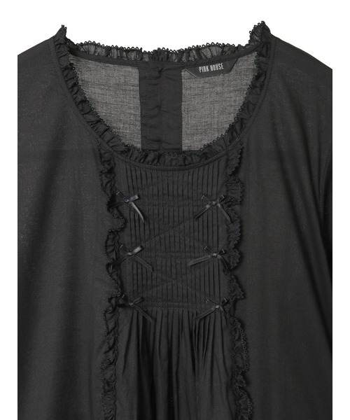 ピンクハウス　たくし上げリボン付きロングワンピース パフロングスリーブワンピース｜ピンクハウスオフィシャルオンライン