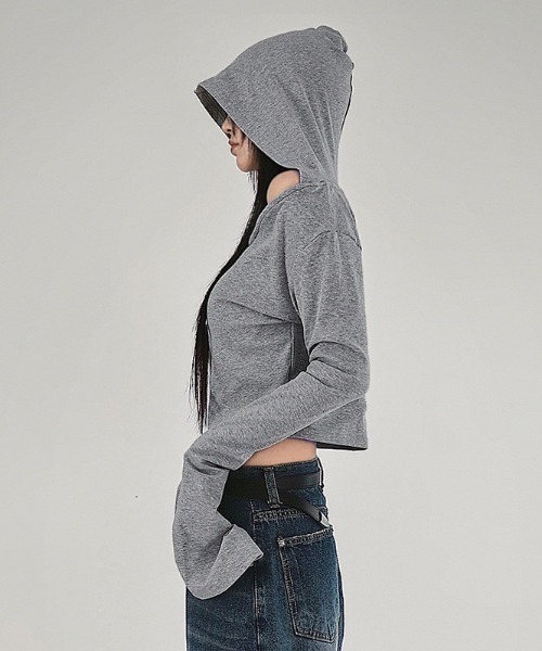 「almo」 「Lampoon」長袖カットソー LARGE グレー レディース_画像3