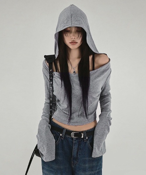 「almo」 「Lampoon」長袖カットソー LARGE グレー レディース_画像6