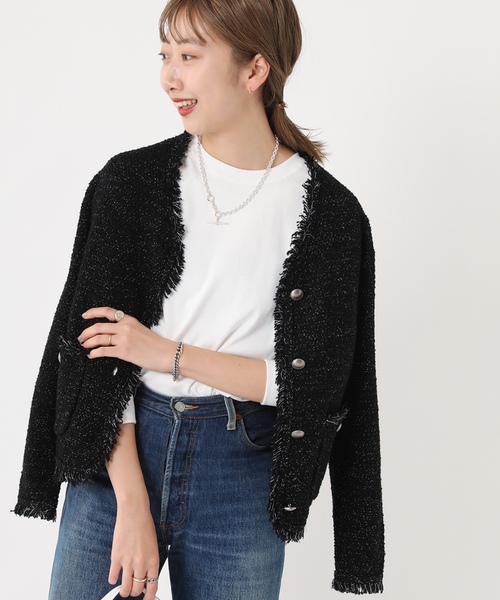 「Plage」 ツイードジャケット FREE ブラック レディース_画像3