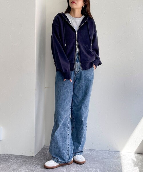 「fredy emue」 ジップアップパーカー 38 ネイビー レディース_画像2